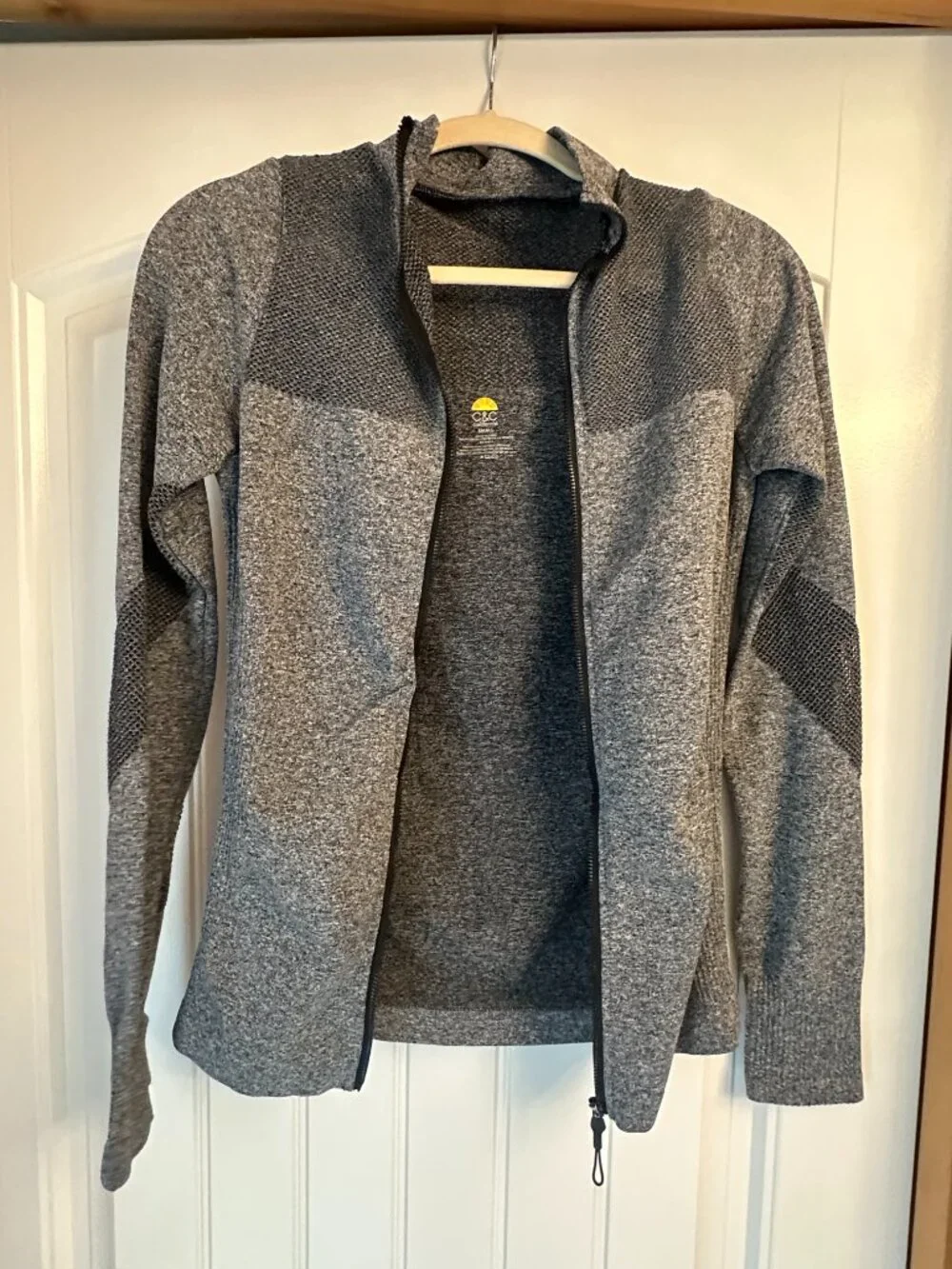 C&C California Gray Seamless Moto Zip-Up Mesh Track Jacket Small